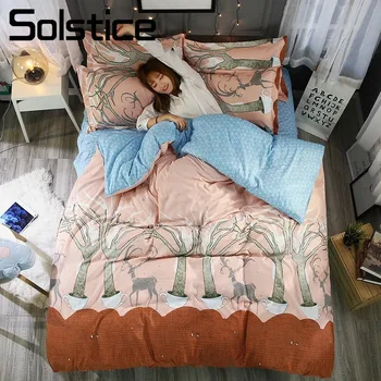 

Solstice Home Textile Kid Boy Girl Bedding Set Brown Forest Deer Duvet Quilt Cover Pillowcase Flat Sheet King Full Twin Bedlinen