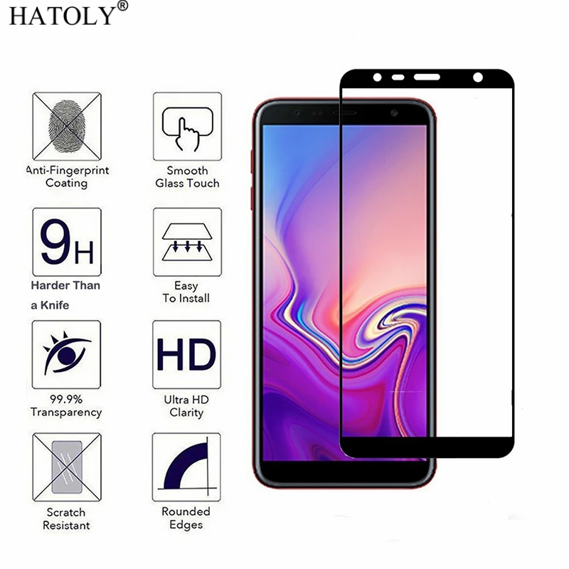 2 шт. закаленное стекло для samsung Galaxy J6 Plus защитная пленка экрана J610 полное покрытие