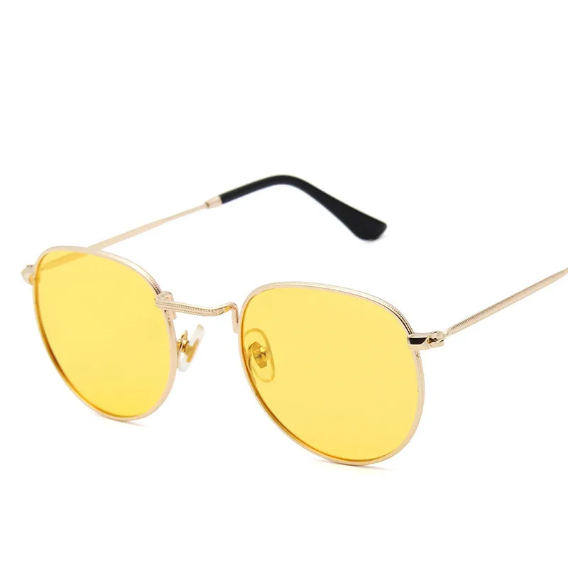 Yoovos, поляризационные солнцезащитные очки, мужские,, Ретро стиль, круглые солнцезащитные очки для женщин/мужчин, поляризационные, Ретро стиль, Роскошные, зеркальные, Oculos De Sol Feminino - Цвет линз: GoldYellow