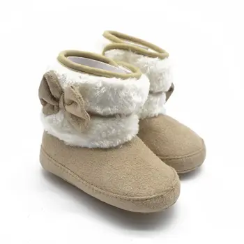 

Toddler Kids Winter Woolen Snow Boots Bowknot Infant Soft Sole Baby Shoes Best