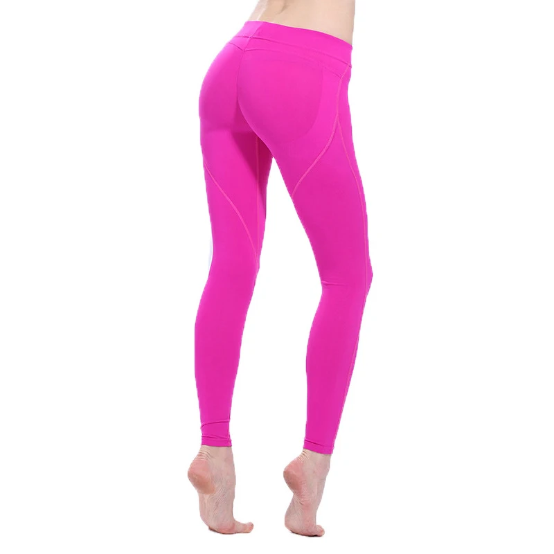 BLESSKISS лоскутный формирователь штаны для йоги женские леггинсы спортивное фитнес компрессионное Спортивное трико тренажерный зал фитнес тренировка йога Леггинсы - Цвет: pink