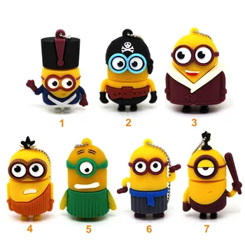 

2019 Mini funny pirate/soldier/savage Minions USB flash drive cartoon cute 32g pendrive memory stick 64GB pen drive 16gb 8gb 4gb