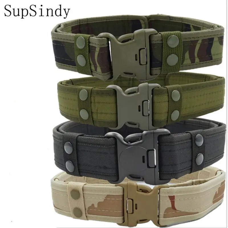 

SupSindy Military Army Equipment Combat man's Canvas Belt Quick Release Tactical Belt For Men Outdoor Training Hunting Waistband
