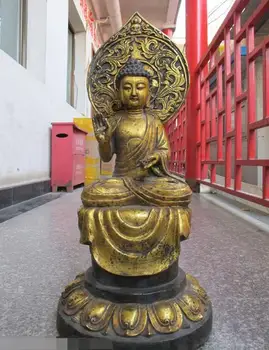 

24"Tibet Folk Temple Bronze Gild Gilt Sakyamuni Buddha Nepal Statue