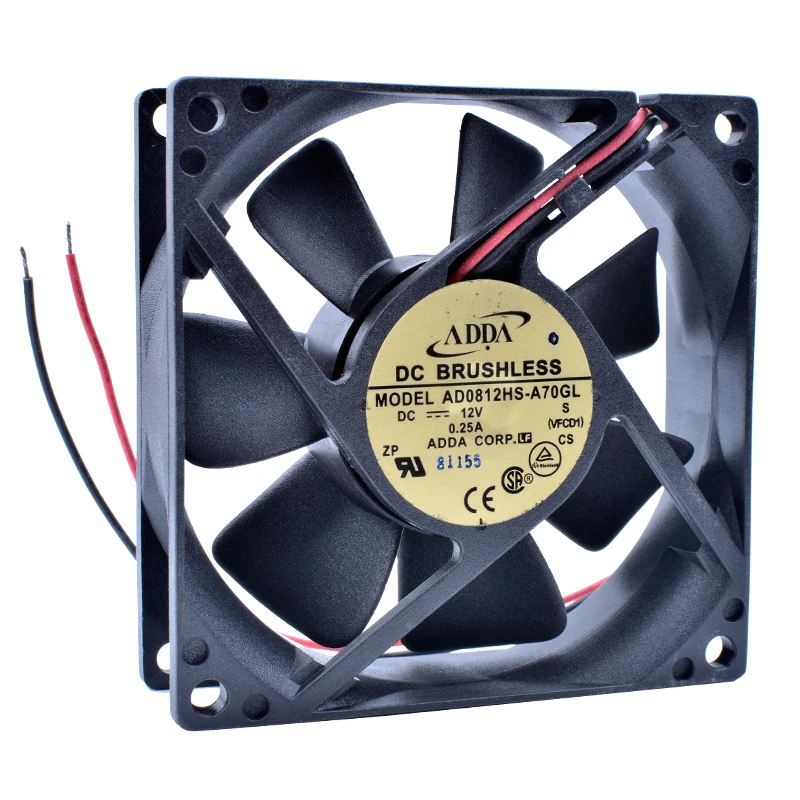 ADDA AD0812HS-A70GL 80x25mm 8x2cm Computer Case Fan PC-Lüfter 2-Wire 12V 0.25A