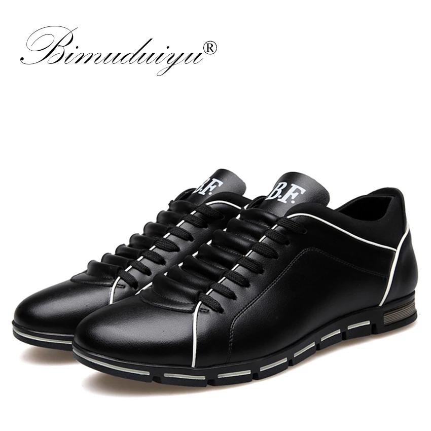 BIMUDUIYU Spring Men Casual Shoes Fashion British Style Lace Up Footwear Comfortable Men's Shoes Microfiber Leather Sneakers BIMUDUIYU Spring Men Casual Shoes Fashion British Style Lace Up Footwear Comfortable Men's Shoes Microfiber Leather Sneakers