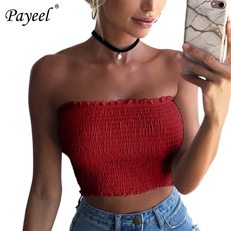 

2019 Summer Tube Top Bralett Women Black Crop Tops Bandeau Bra Strapless White Woman Sexy Wrap Bras Without Straps Female Frill