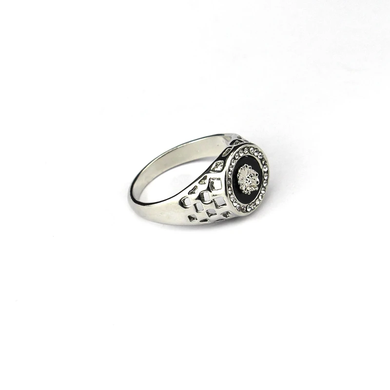 Кольцо на палец с головой льва, классическое мужское кольцо в стиле панк-рок, хип-хоп, модное Золотое серебряное леопардовое кольцо с волком для мужчин и женщин, новинка - Цвет основного камня: Черный