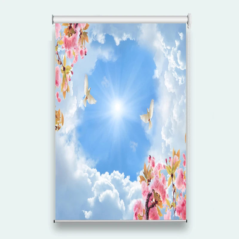 Us 80 4 40 Off Roller Blinds Drapes 3d Window Roller Blinds Living Room Wedding Bedroom Sunlight White Clouds Sunscreen Roller Blinds 2019 In