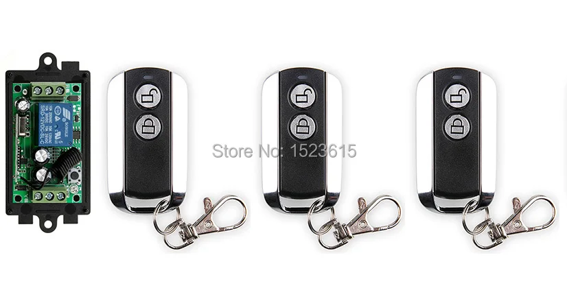

New DC12V 1CH Wireless Remote Control Switch System teleswitch 1pcs Receiver & 3pcs 2 Keys metal waterproof Remote