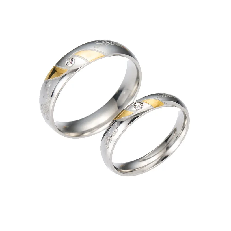 Горячая Распродажа, настоящие милые кольца Anillos Anel для пары, обручальные кольца из нержавеющей стали, мужские кольца в форме сердца, женские кольца для него и нее