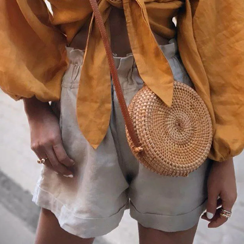 

2019 Beach Bag Straw For Women Handbags Behomian Beach HandBags Female Woven Rattan Handbag Bali Circle Shoulder Bag Straw Bags