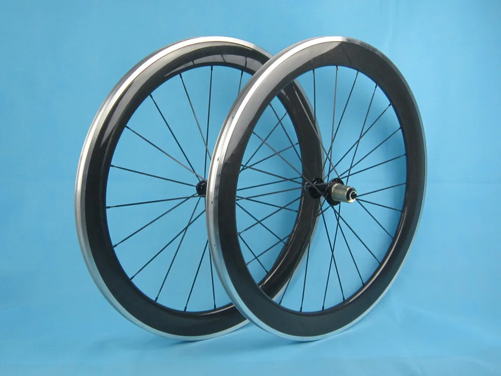 Customized Carbon Road Bike Wheels Cycling 60mm Clincher Wheels Alloy Brake Surface racing