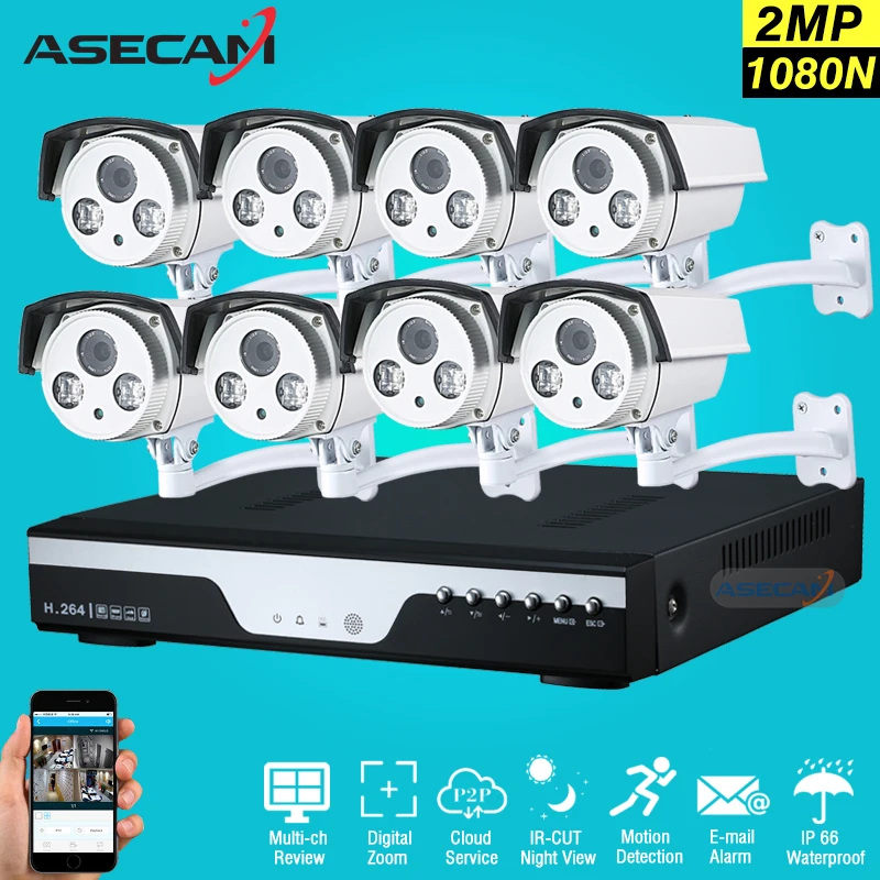 

8 Channel 1080p CCTV 8ch AHD DVR 2MP Home Outdoor Epistar Array Security Camera System Kit Video Surveillance P2P good quality