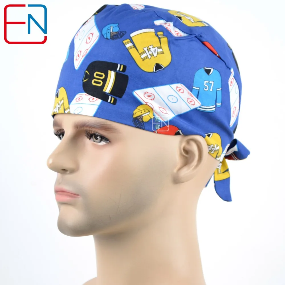 

Hennar Mens Scrub Caps Great Quality Surgical Medical Caps With Sweatband ElasticTie Back For Hospital Doctor Dentist Scrub Caps