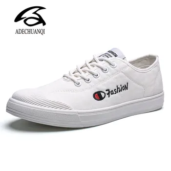 

NEW 2019 Men Casual Canvas Shoes Lace-Up Breathable Men Shoes Fashion Sneakers