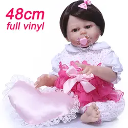 48 см Кукла реборн Детские Мини-куклы все силиконовые Boneca reborn Brinquedos в горошек одежда для девочек кровать время plamates N69