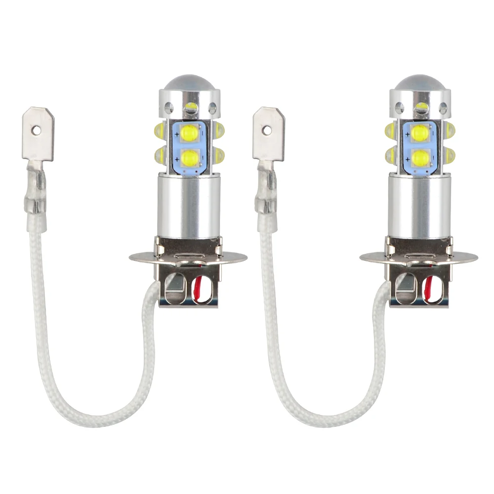

NICECNC 2PCS 12V-24V H3 6000K Super White 50W LED High Power Fog Light Lamp Running Lights Car Foglight