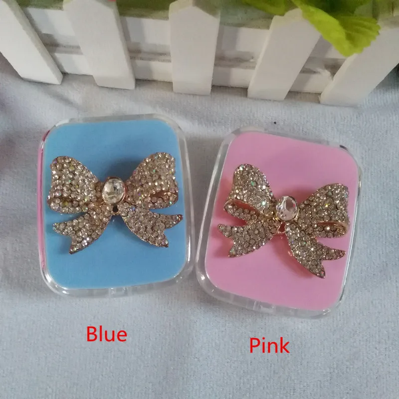 

LIUSVENTINA Wholesale DIY Cute Gold Bowknot Contact Lens Case With Mirror Box Container for Color Lenses Random Mix Color