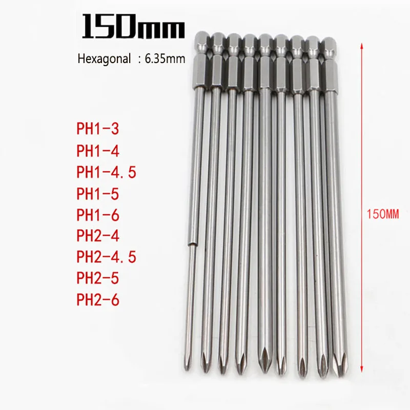 

9pcs Magnetic Hexagon Screwdriver Bit S2 Steel 1/4 Inch Hex Shank Screw Drivers Set 150mm Length