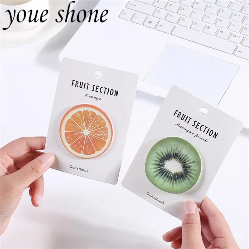 

2pcs/lots Kawaii Fruit Series Memo Pads And Sticky Notes Orange Apple Sticky Notes Message Note DIY Self-Adhesive Sticker