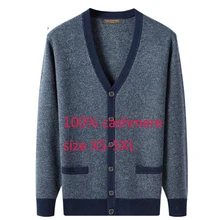 Высококачественный осенний кашемировый мужской утолщенный жакет компьютерный вязаный Повседневный Кардиган с v-образным вырезом однобортный Плюс Размер XS-5XL