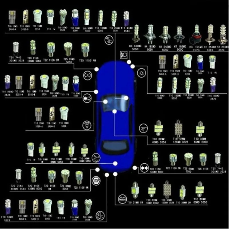 Маркировка лампочек для авто с фото 200x BA15S R5W 1156 5050 8SMD светодиодный автомобиль задних фонарей, фонарей ук