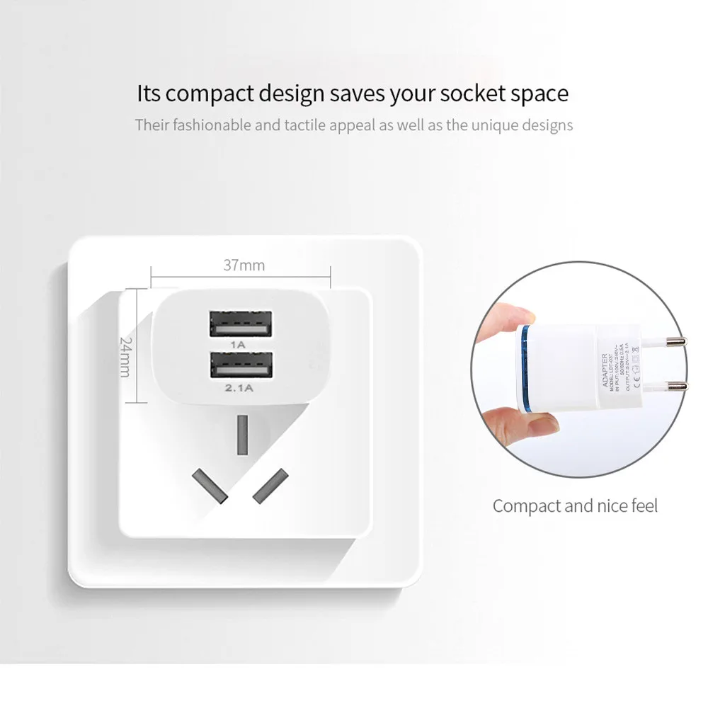 2 usb порта высококачественное зарядное устройство для iPhone для SamSung свет светодиодный ЕС штекер 5 В 4A настенный адаптер идеально подходит для путешествий дома или офиса