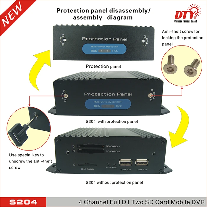 DTY S204G GPS 4 порта DVR автобус безопасности dvr мобильный видеорегистратор на 4 канала