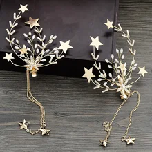 Поток tassle Золотой клипса «Звезды» заколка свадебные аксессуары для волос украшения волос женщин