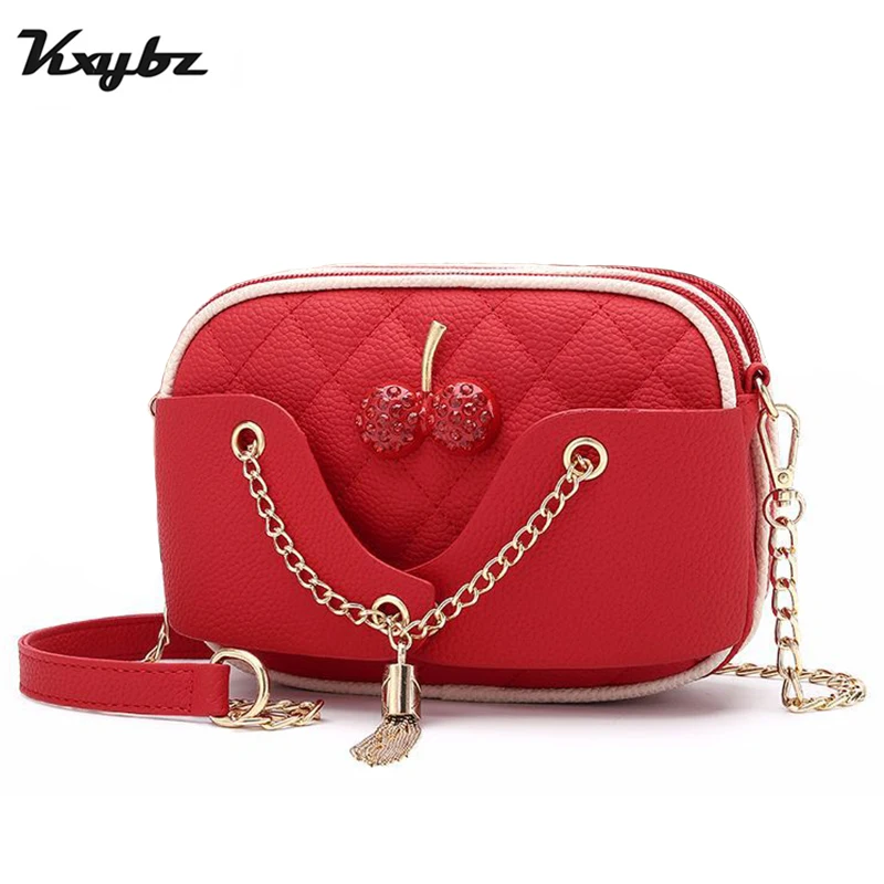 KXYBZ Для женщин сумка моды кисточкой Crossbody для клапаном небольшая вишня