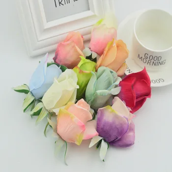 

100pcs Autumn Wedding decoration Christmas home accessories silk roses head for flower wall diy bride artificial plastic flowers