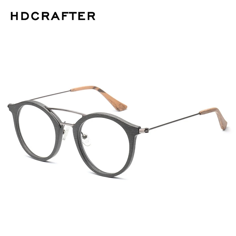 US $22.68 Hdcrafter Round Eye Glasses Frames For Women Wood Grain Optical Glasses Frame With Clear Lens Men Women Reading Glasses