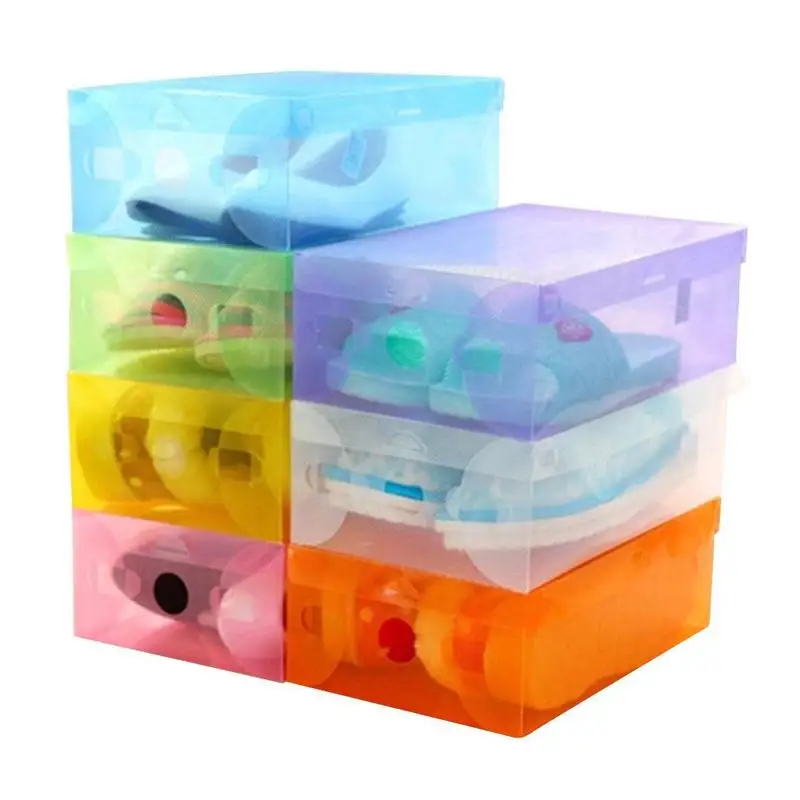 Home Foldable Plastic Clear Shoes Boots Box Stackable Tidy Box Storage Organizer