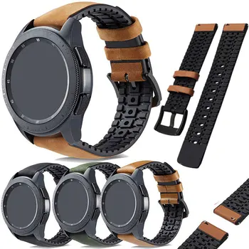 

Watch Band for 20 22mm Silicone+Leather Wristband Quick Release Bracelet Strap for Samsung Galaxy Watch 42mm 46mm/Active/Active2