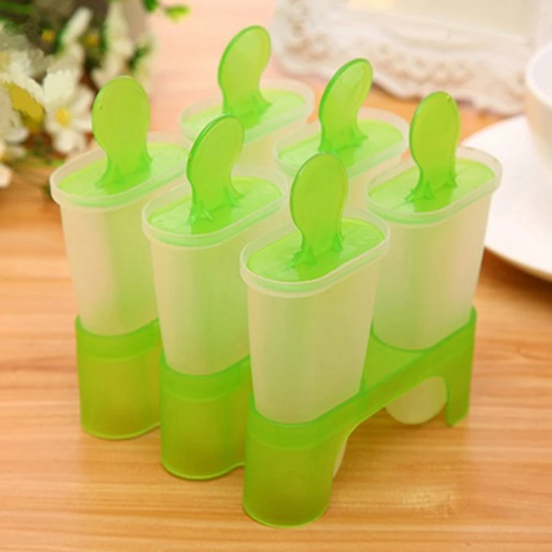 

4/6 Cell DIY Ice Cream Mold Box Popsicle Maker Frozen Ice Cube Molds Lolly Moulds Tray Pan Kitchen Cooking Tools Kids Diy Toys