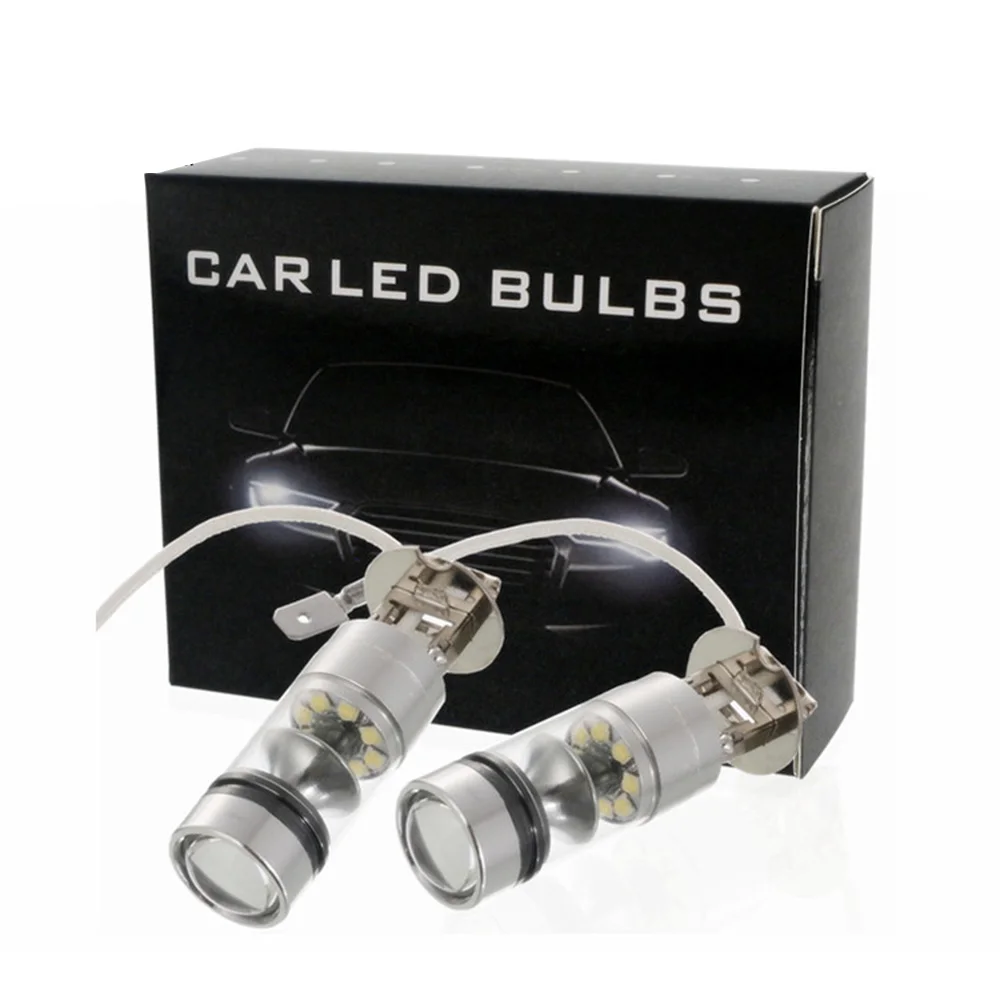 

2pcs H3 100W White LED Car Auto Fog Lights 20LED Parking Driving Running Lamp Front Lighting