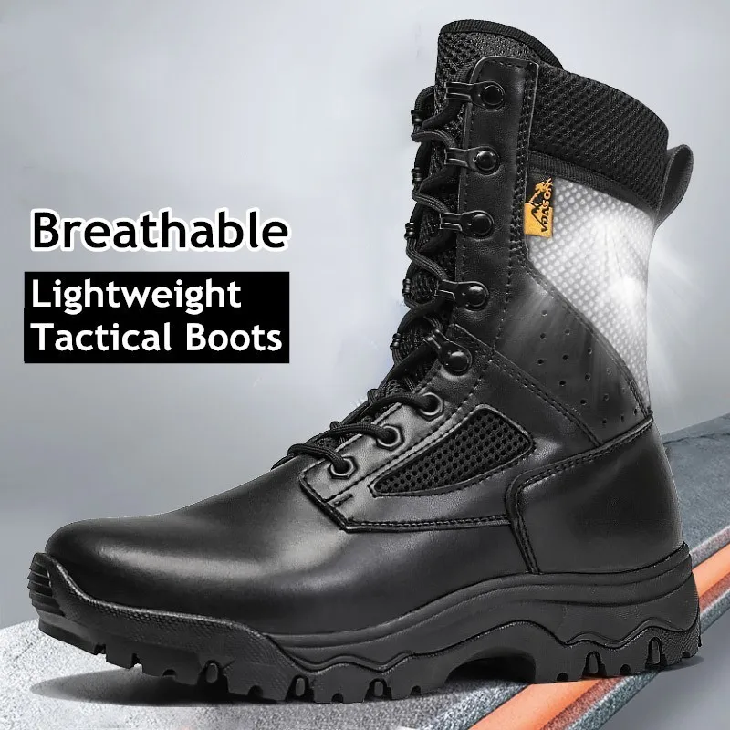 Summer Ultra Light Tactical Training Military Combat Boots Outdoor Hiking Camping Hunt High Top Non-slip Breathable Army Shoes