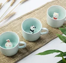 New Arrive Creative Cartoon Ceramic Mugs Cute Animal Coffee Milk Tea Cup 220ml Novelty Birthday Gifts Mugs