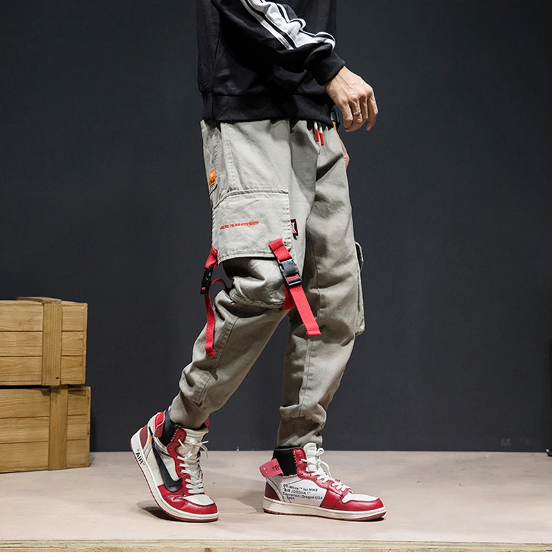 Японский Стиль Мода бегунов Брюки Для мужчин Slack дно большой карман брюки-карго большой Размеры M-5XL уличной хип-хоп Повседневное брюки