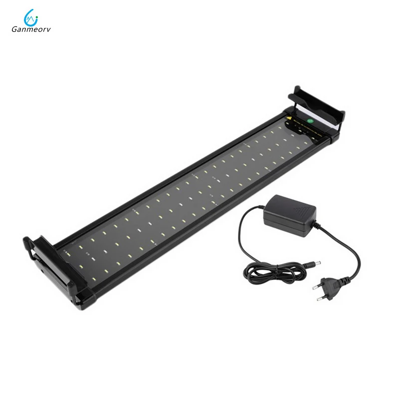 

50-75cm Aquarium LED Lighting Fish Tank Lighting Lamp with Extendable Brackets 60 White and 12 Blue LED light Aquarium