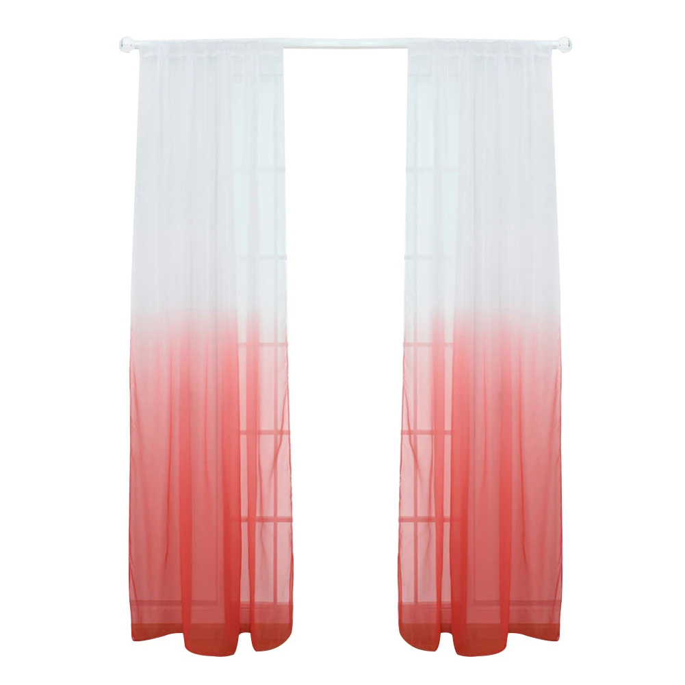 HOT SALE! Modern Gradient Color Window Tulle Curtain Sheer Drape Valance Bedroom Decor Home Textile