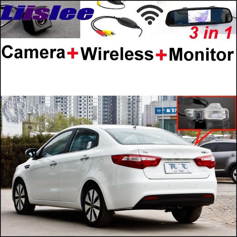 

3 in1 Special Camera + Wireless Receiver + Mirror Monitor Easy DIY Back Up Parking System For KIA Rio K2 Pride Sedan 2011~2015