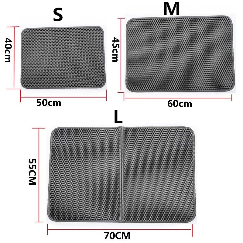 EVA коврик для кошачьего туалета, двухслойный поднос для кошачьего котенка, нескользящий подстилка для кормления, водонепроницаемый нижний слой, легкая чистка - Цвет: gray
