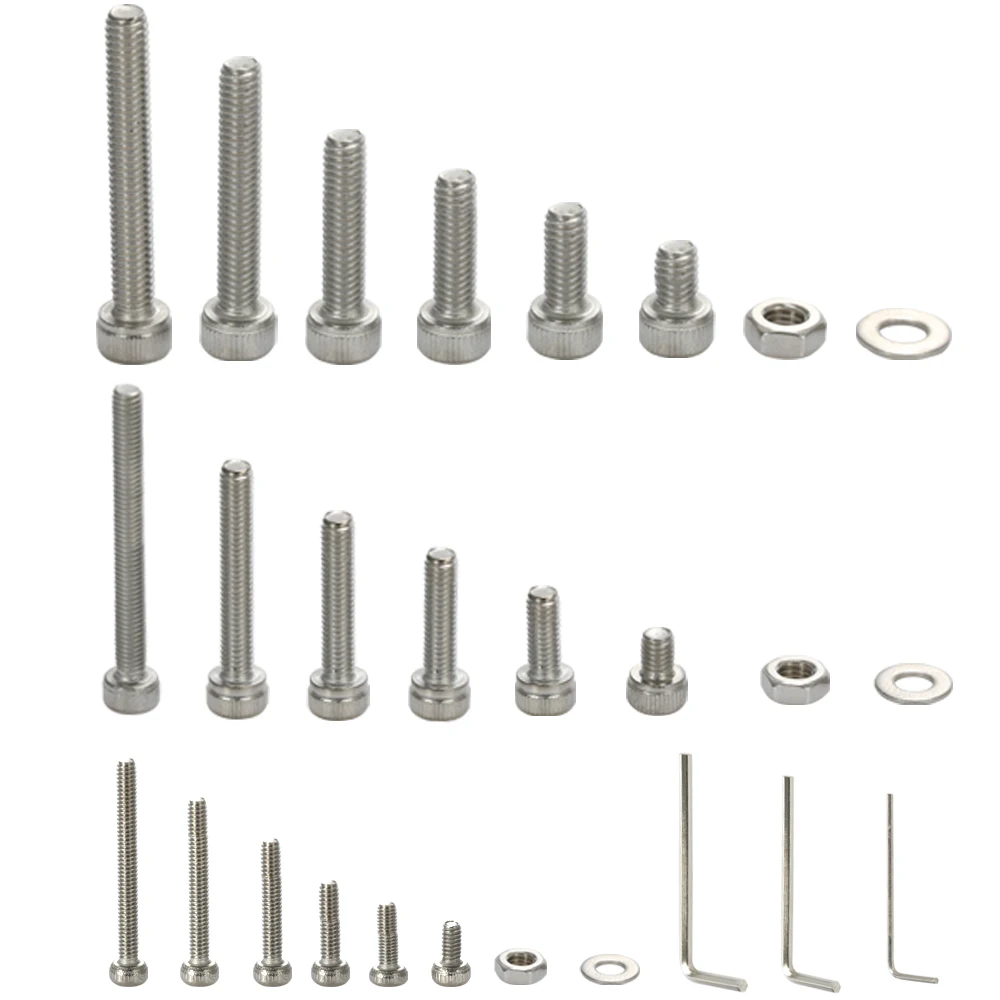 

1080pcs Stainless Steel Screw and Nut Hex Wrenches Flat Washer Assortment Set Kit with Storage Box