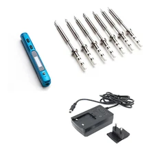 Мини TS100 цифровая паяльная станция OLED программируемый встроенный чип STM32 набор инструментов+ 7 шт. наконечников или 9 шт. наконечников+ зарядное устройство