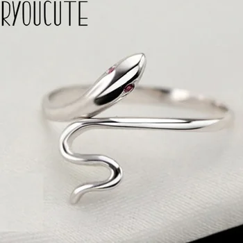 

Bohemian Real Silver Color Snake Rings Gifts for Women Wedding Ladies Fashion Adjustable Antique Rings joyas de plata