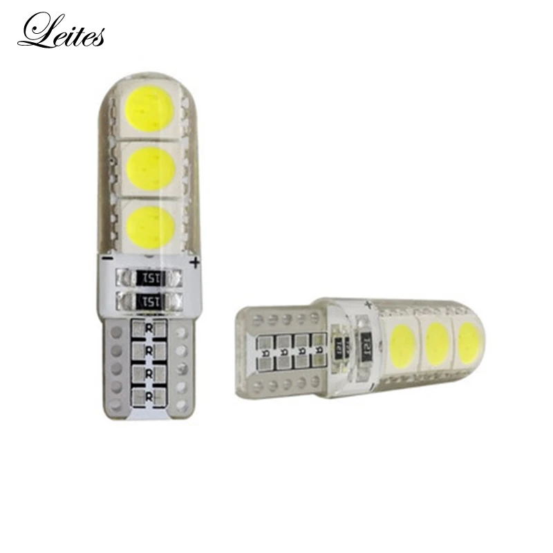 

100pcs Leites Super Bright T10 Led Bulbs 194 5050 6 smd DC 12V License Plate Light Clearance Lights Waterproof Car-styling