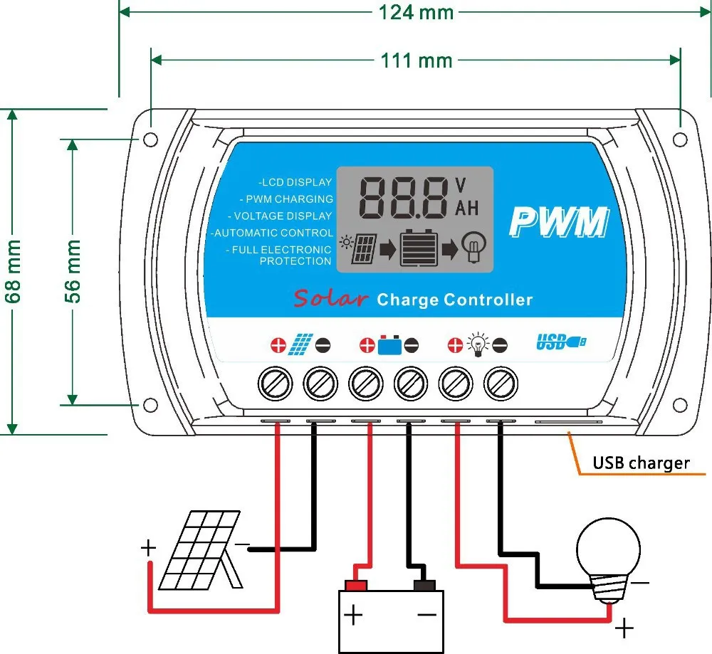 Controladores de Carga Regulador de Tensão Pwm com dc Solar 5v Usb 12v 24v Interruptor Automático Painel Série Rtd Y-solar 30a 20a 10a Lcd 30a 20a 10a controladores de carga solar