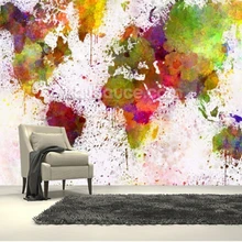 Пользовательские детские текстильные обои, карта мира цвет всплеск, 3D мультфильм для гостиной спальни фон обои